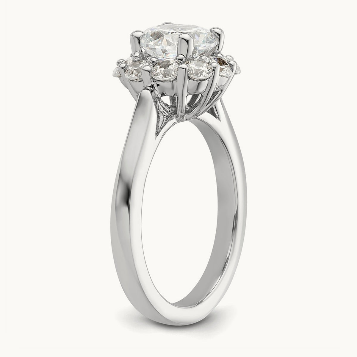 Round Halo Semi-Mount Engagement Ring — 3/4 ct, 7
