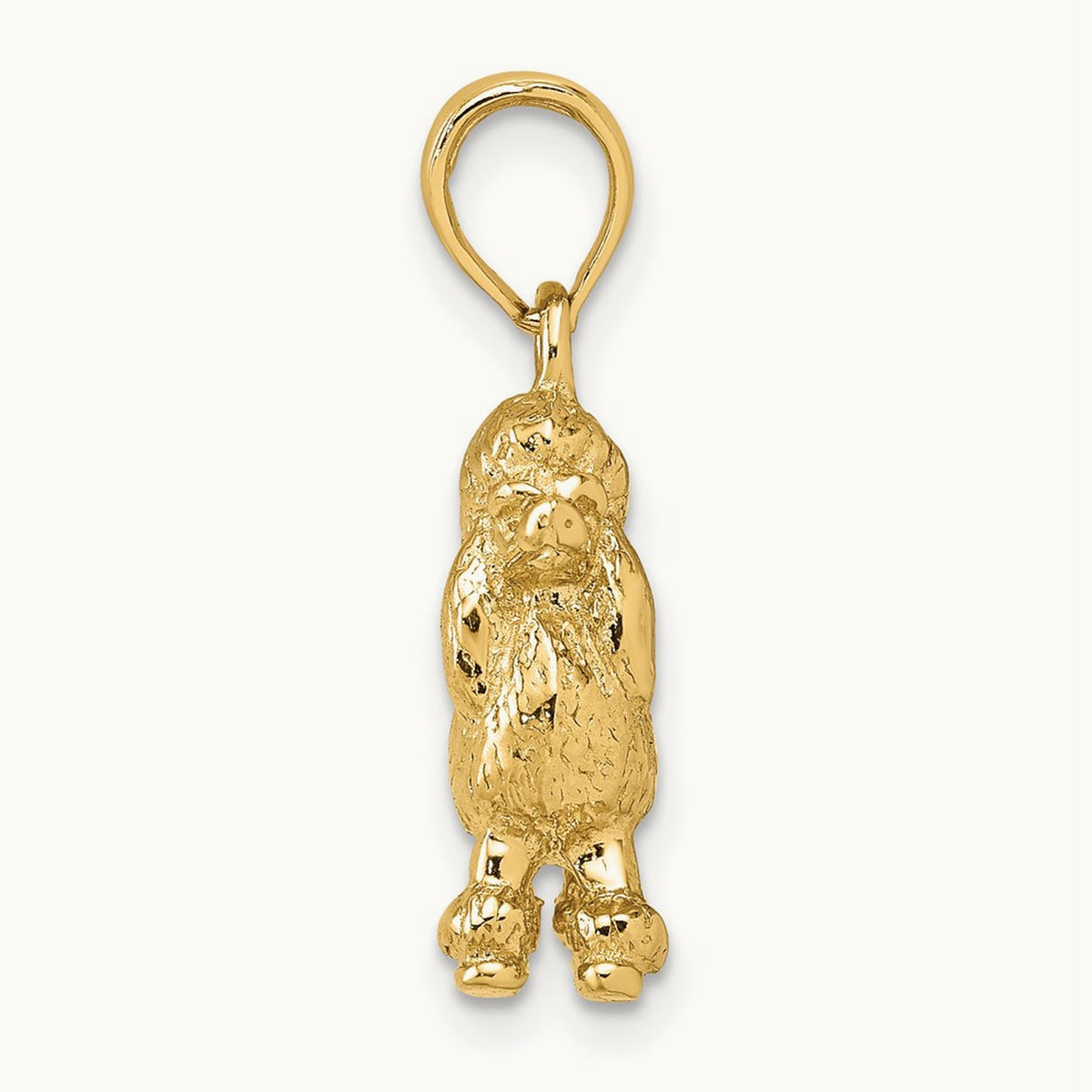 3-D Poodle Dog Charm, 14K
