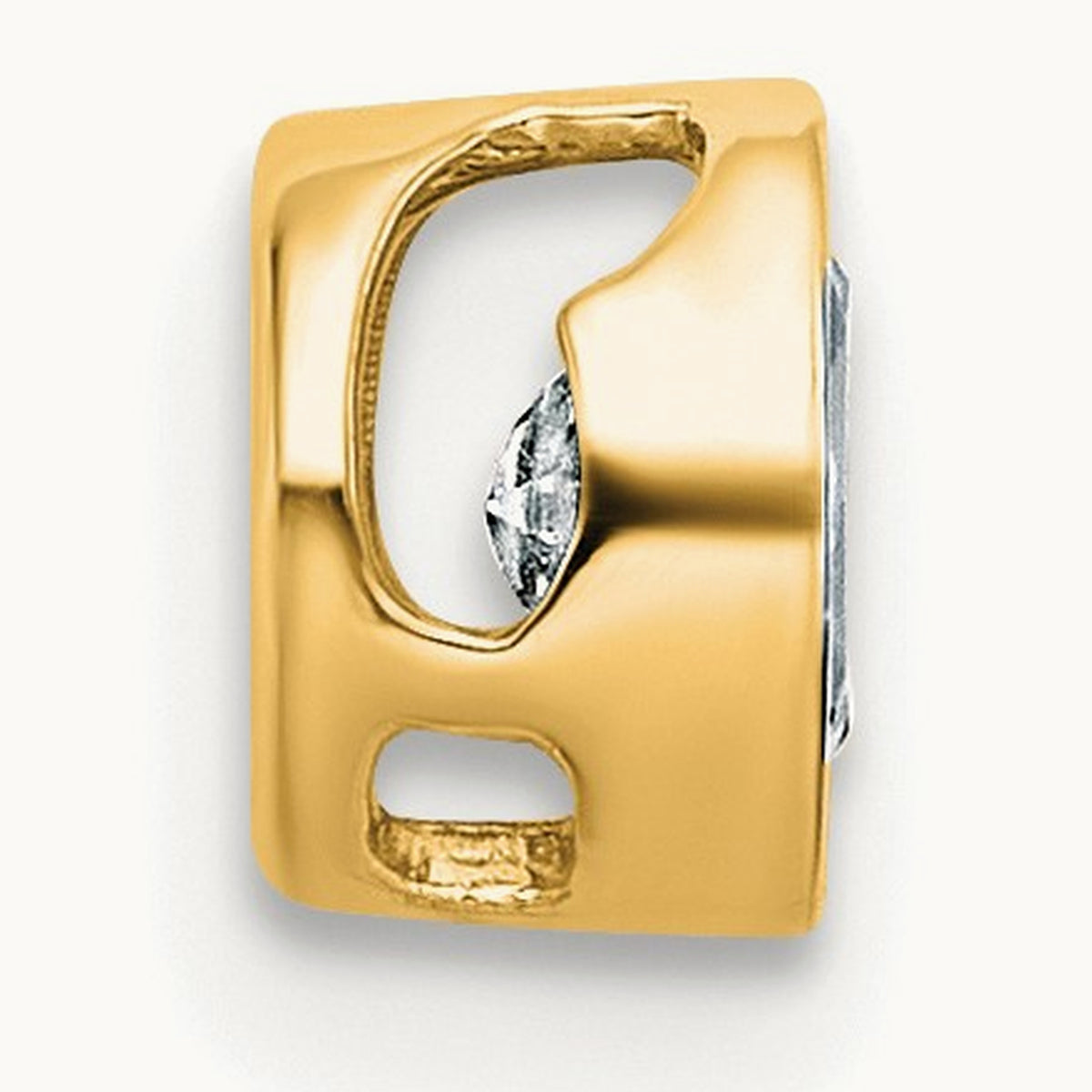 Oval Bezel Set Chain Slide Pendant, 0.25-3.00 ct tw Lab-Grown Diamond — 1/4 ct, VS (Best), 14K Yellow Gold