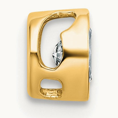 Oval Bezel Set Chain Slide Pendant, 0.25-3.00 ct tw Lab-Grown Diamond — 1/4 ct, VS (Best), 14K Yellow Gold