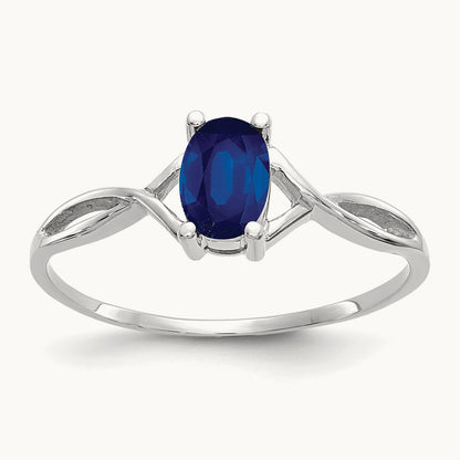 Sapphire Birthstone Ring, 14K White Gold