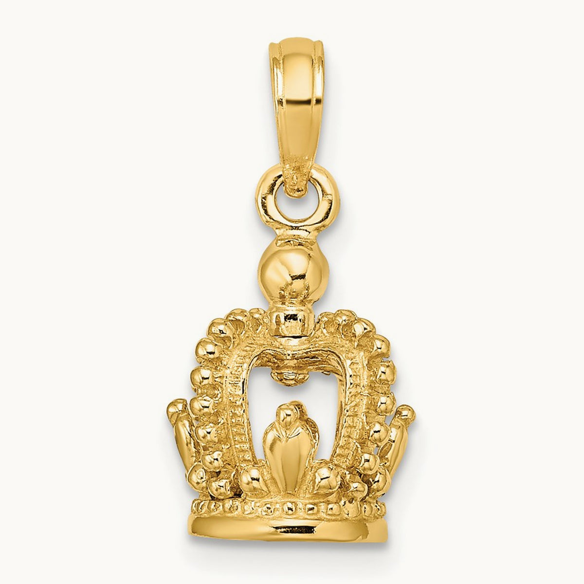 3-D Polished Crown Charm, 14K