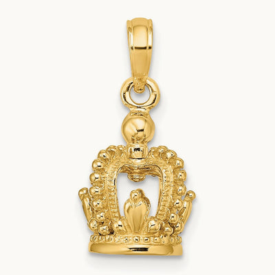 3-D Polished Crown Charm, 14K
