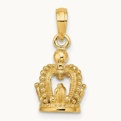 3-D Polished Crown Charm, 14K