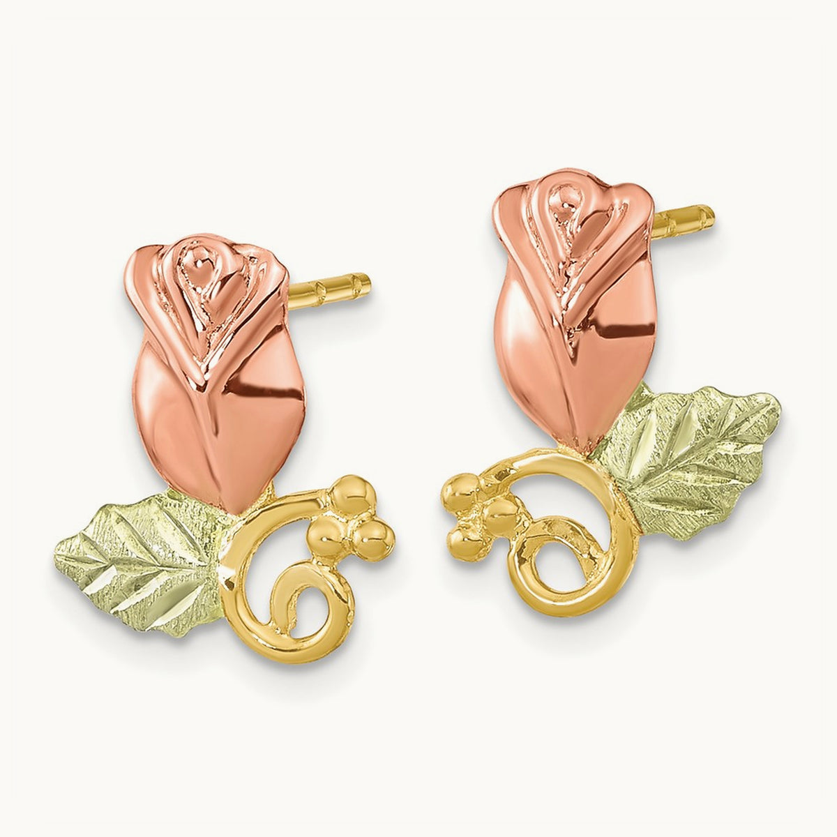 Black Hills Gold Rose Post Earrings