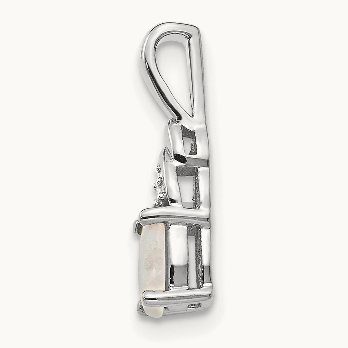 Opal and Diamond Pendant — 14K White Gold