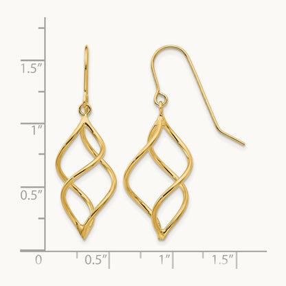 Polished Short Twisted Dangle Earrings — 14K Yellow Gold