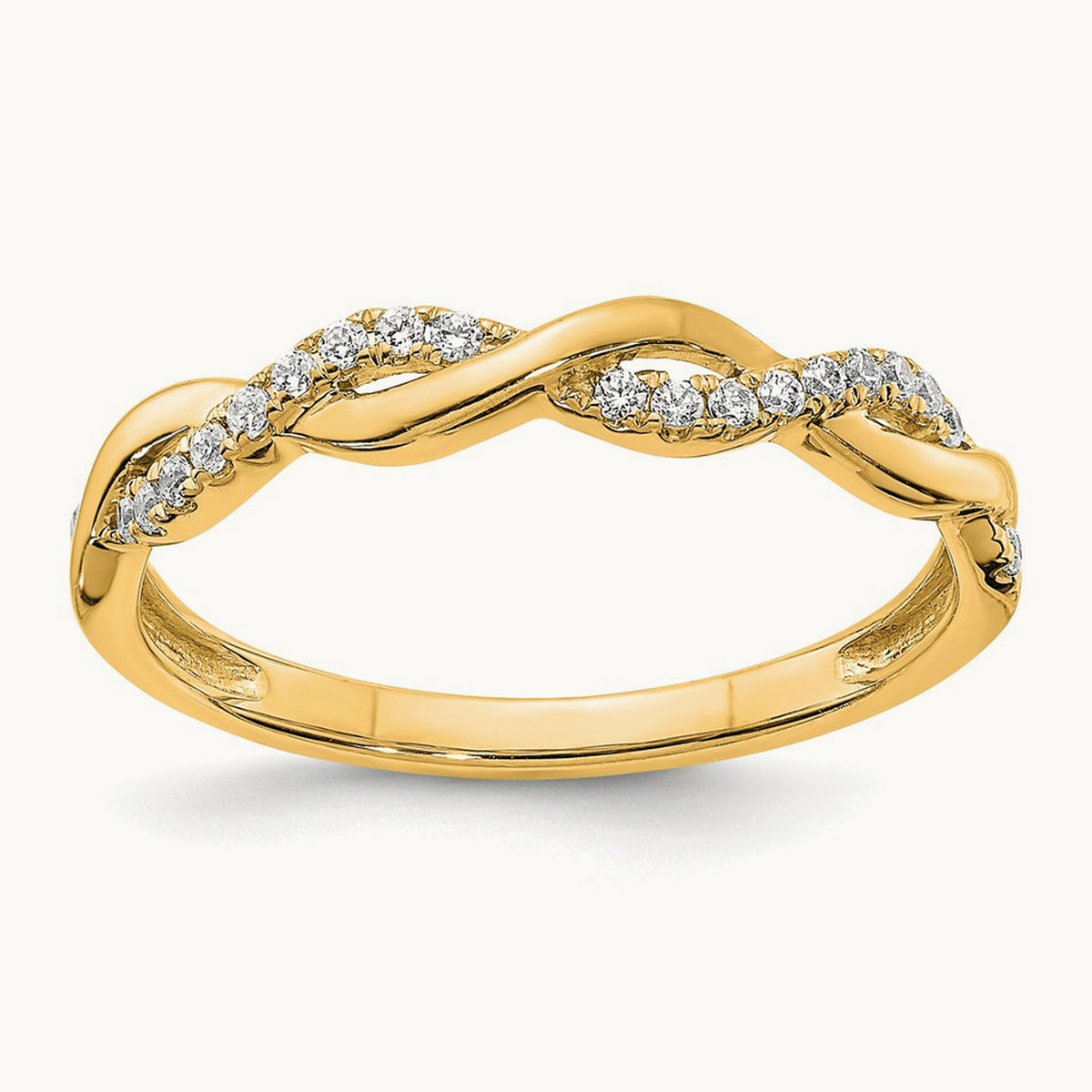 Diamond Criss-Cross Wedding Band — 14K Yellow Gold, 7