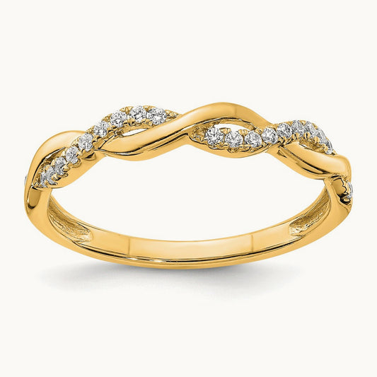 Diamond Criss-Cross Wedding Band — 14K Yellow Gold, 7