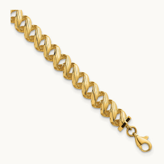 Polished Open Spiral Link 7.5in Bracelet, 14K