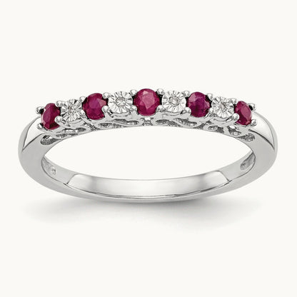 Diamond w/Ruby Band, 14K White Gold
