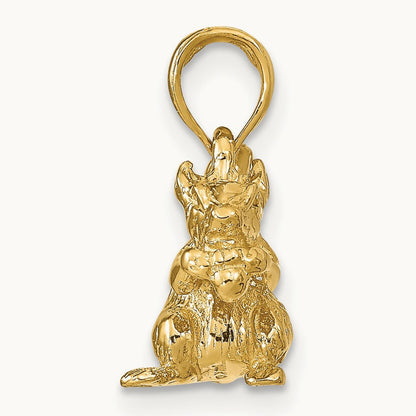 Solid 3-D Squirrel with Nut Charm, 14K