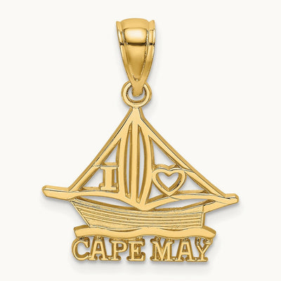 I HEART CAPE MAY w/ Cut-Out Boat Charm, 14K