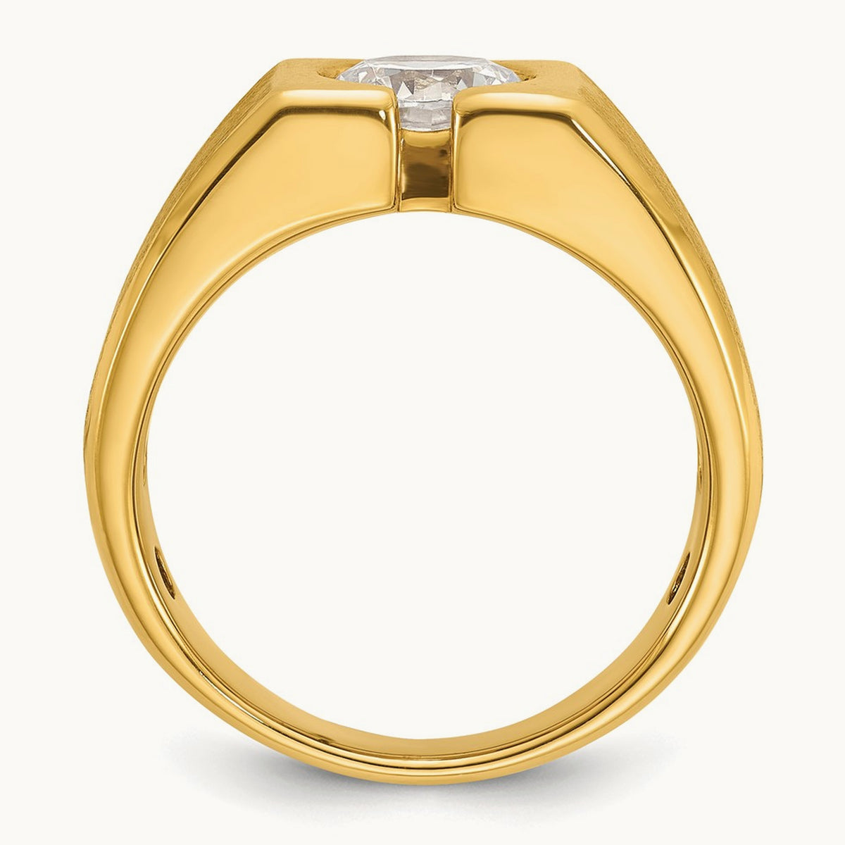 Polished & Satin Men's Ring, 1.00 ct tw Lab-Grown Diamond