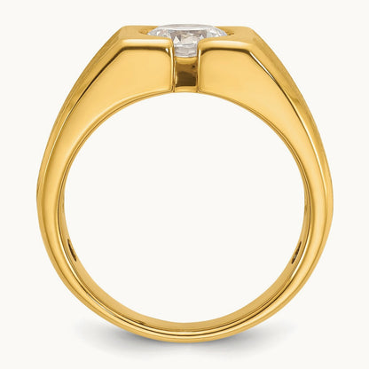Polished & Satin Men's Ring, 1.00 ct tw Lab-Grown Diamond