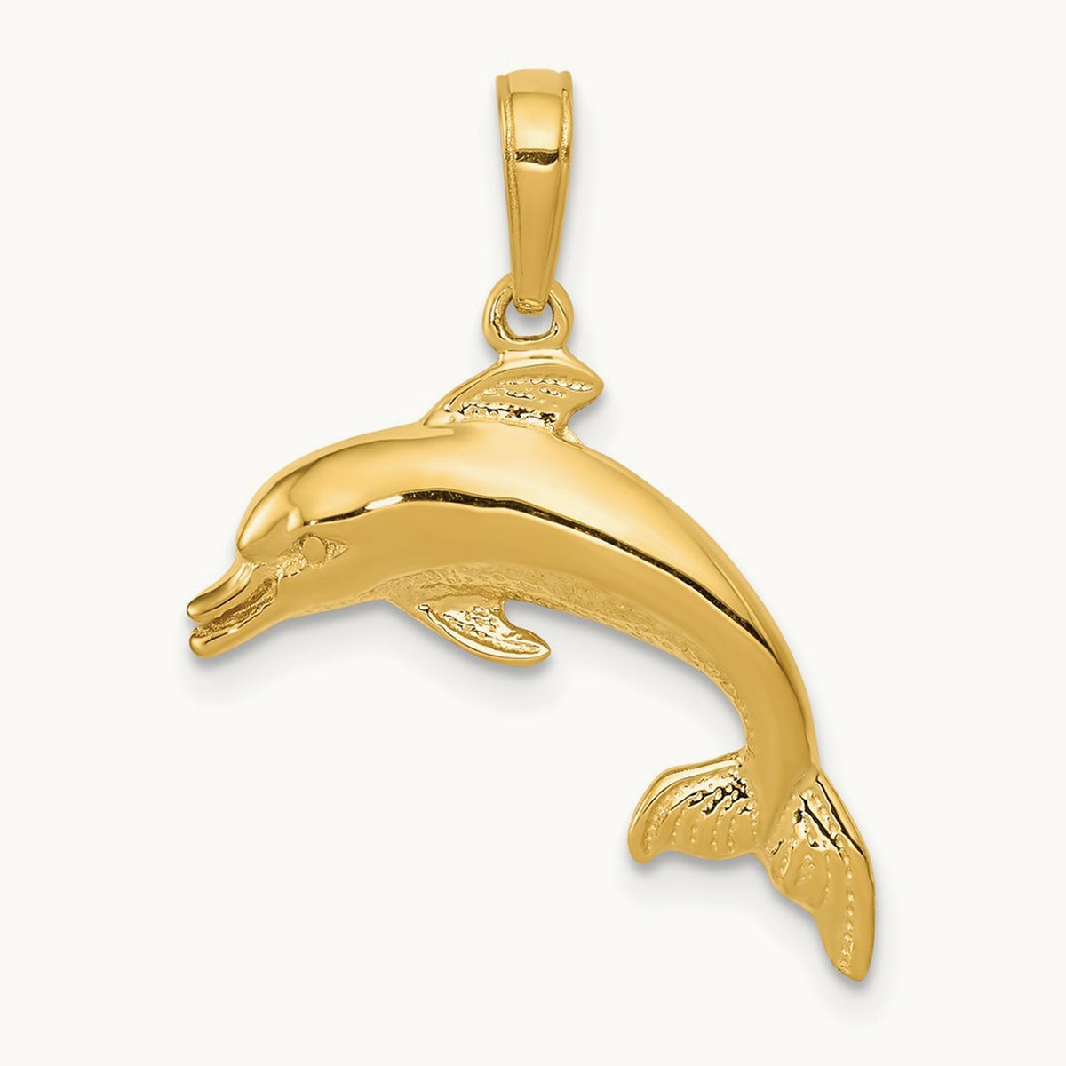 Dolphin Swimming Pendant, 14K