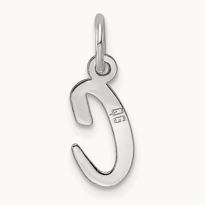 Small Script Letter C Initial Charm, 14K White Gold