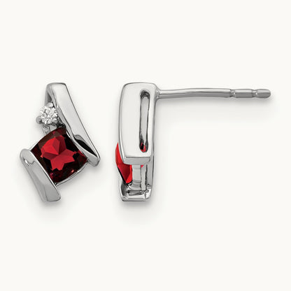 Cushion Garnet and Diamond Earrings — photo set