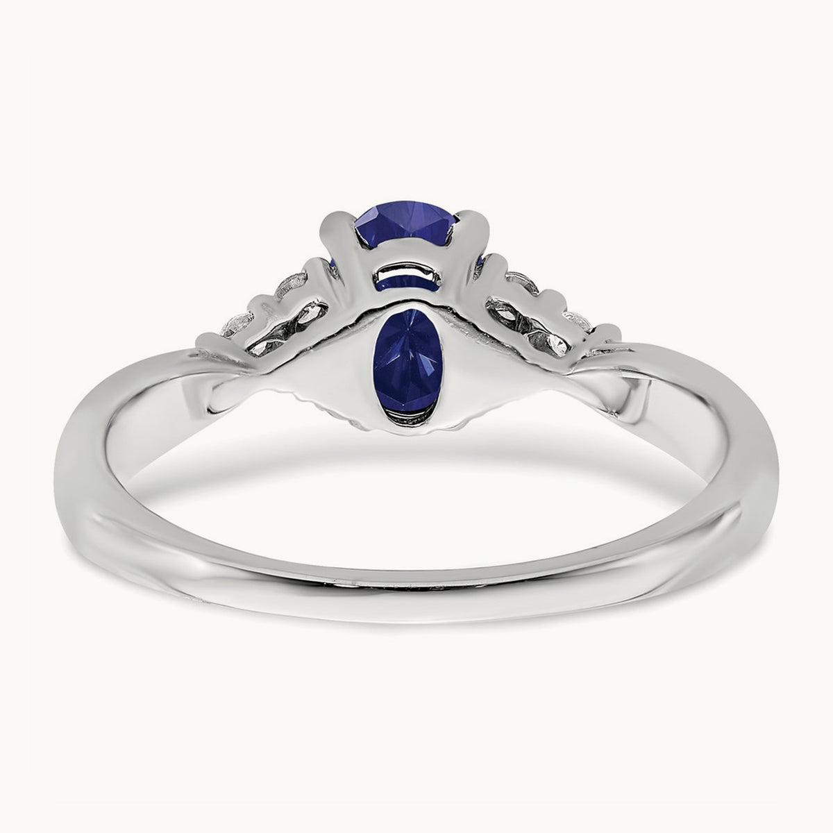 Created Sapphire and Diamond Ring, 14K White Gold