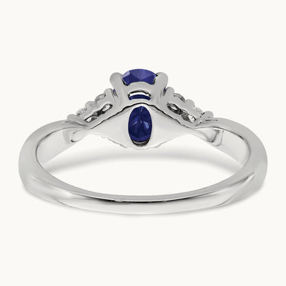 Created Sapphire and Diamond Ring, 14K White Gold