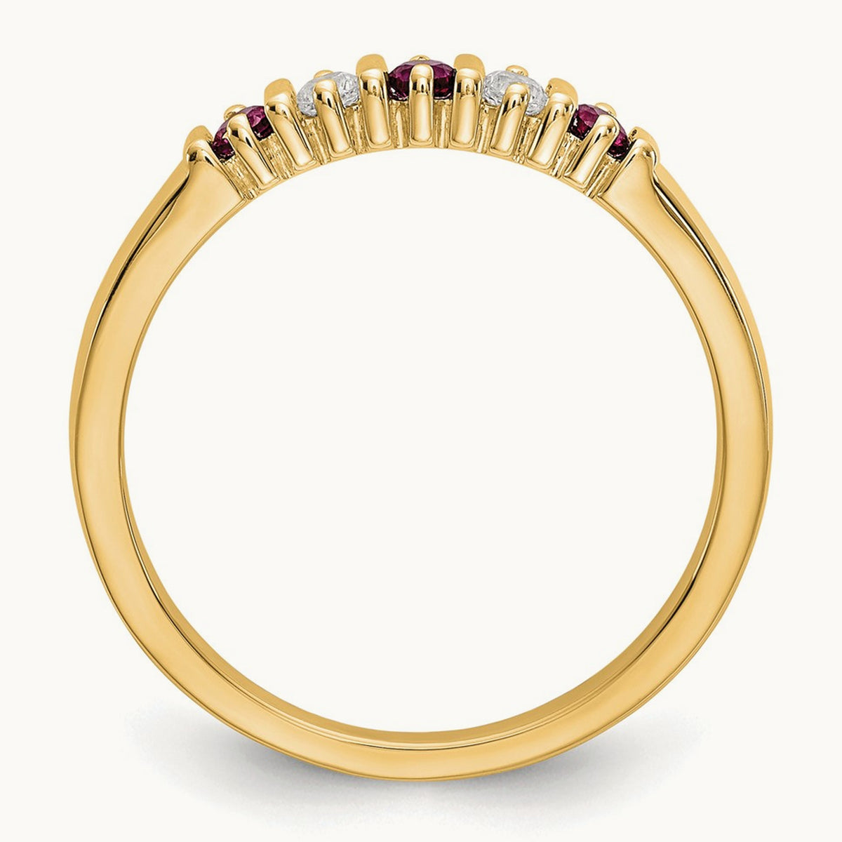Diamond with Ruby Band — 14K Yellow Gold, 0.08 ct, 7