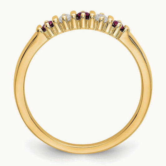 Diamond with Ruby Band — 14K Yellow Gold, 0.08 ct, 7