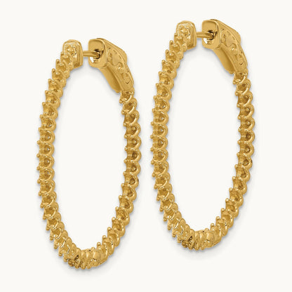 1.14ct 76- In/Out Oval Hoop w/ Safety Clasp Earring Mountings, 1.5mm, 14K