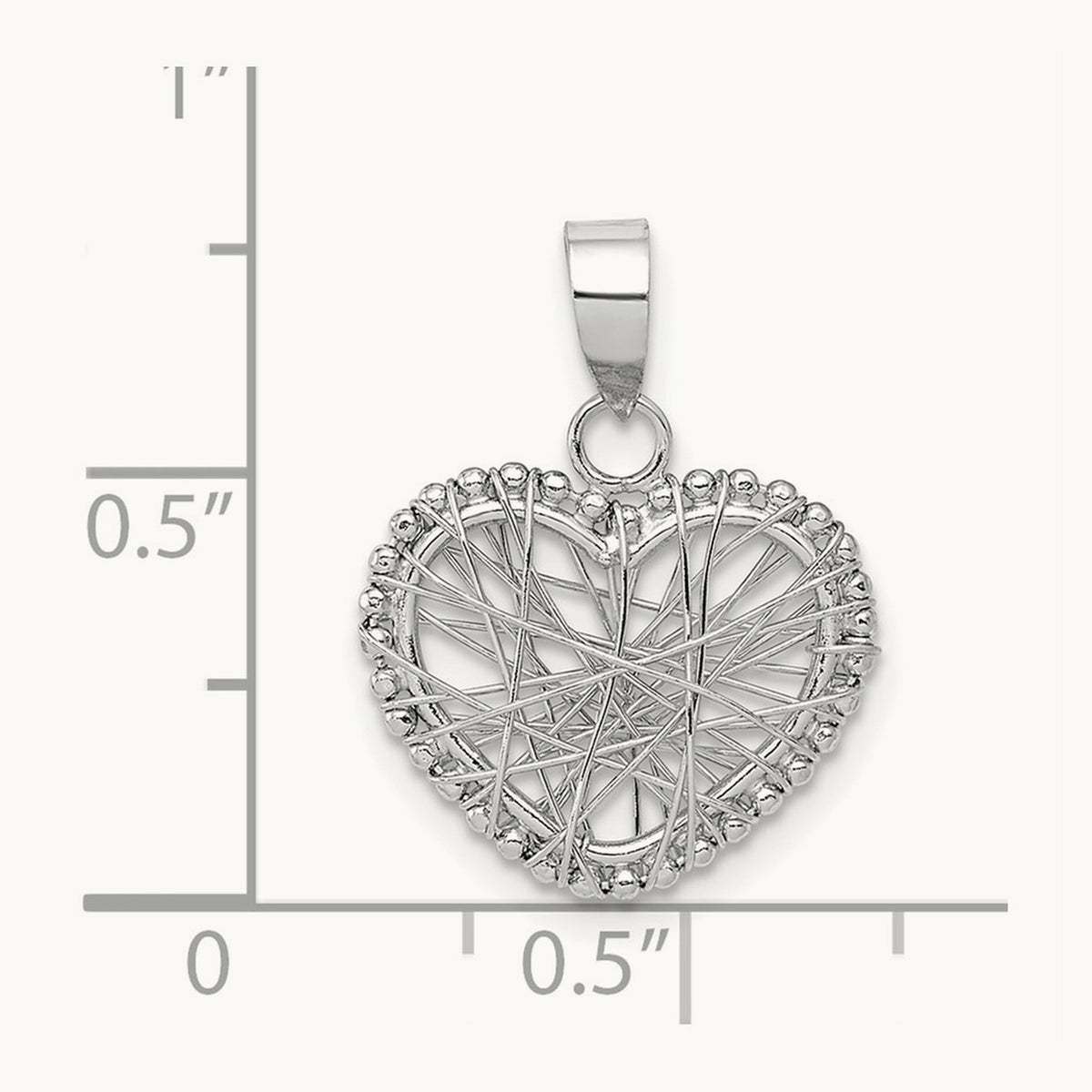 Open Wire Heart Pendant, 14K White Gold