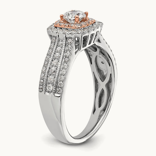 Round Halo Engagement Ring, 1.00 ct tw Lab-Grown Diamond