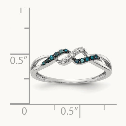 w/ Blue and White Diamond Twist Ring, 14K White Gold