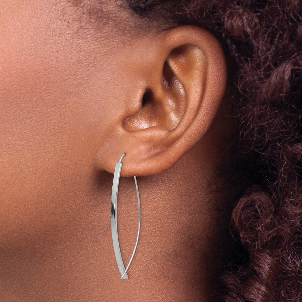 Square Tube Wire Threader Earrings — 14K White Gold