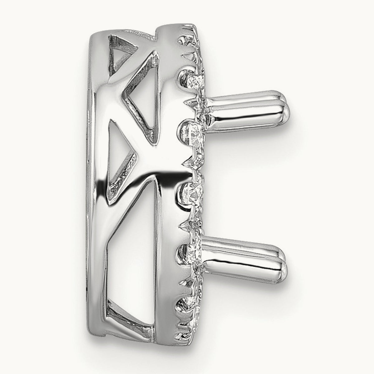 Semi-Mount Round Halo Chain Slide, Lab-Grown Diamond — for 1/2 ct center, 14K White Gold
