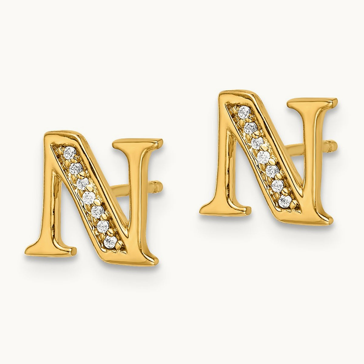 Diamond Earrings — 14K White Gold, 8mm, N