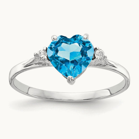 Heart Blue Topaz A Diamond ring — photo set