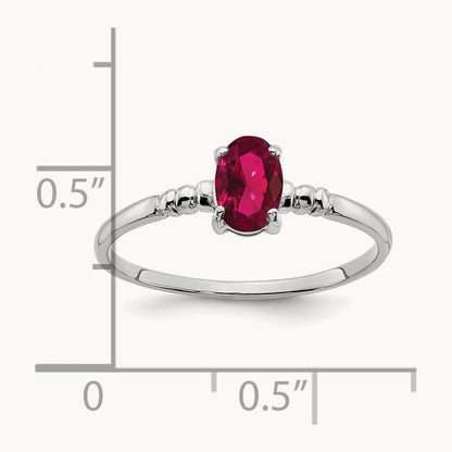 6x4mm Oval Created Ruby ring, 14K White Gold