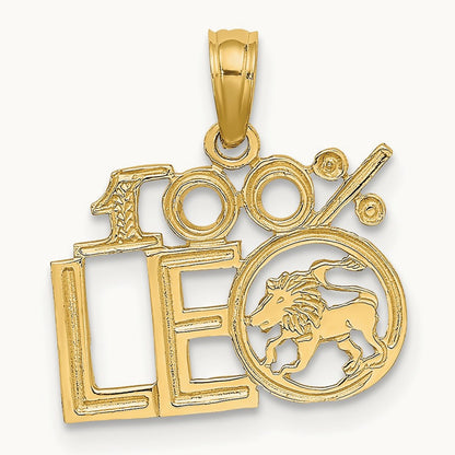 100% LEO Zodiac Charm — 14K Yellow Gold