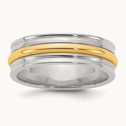 W/Y Single Banded Wedding Band, 6mm, 14K Two-tone