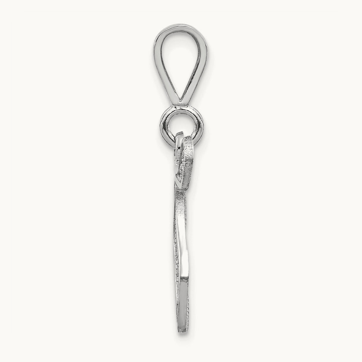 Solid Polished Script Filigree Initial Pendant — T