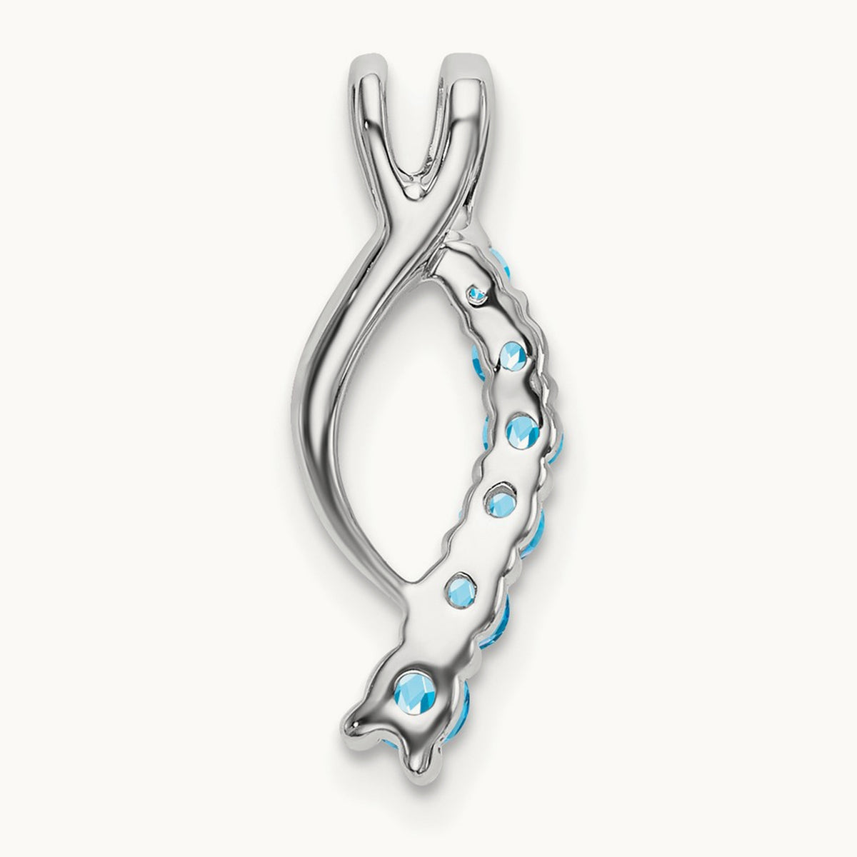 Blue Topaz Journey Chain Slide, 14K White Gold