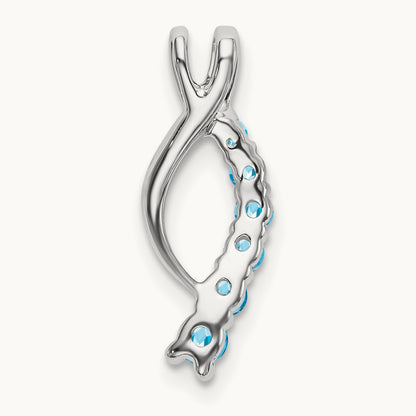 Blue Topaz Journey Chain Slide, 14K White Gold