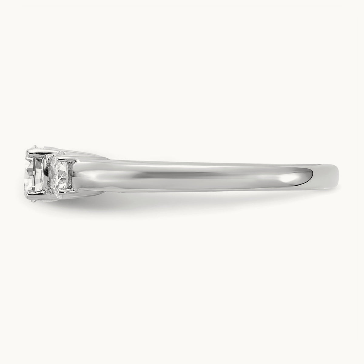 Round Prong-Set 3 Stone Engagement Ring — 14K White Gold, 3/4 ct, 7