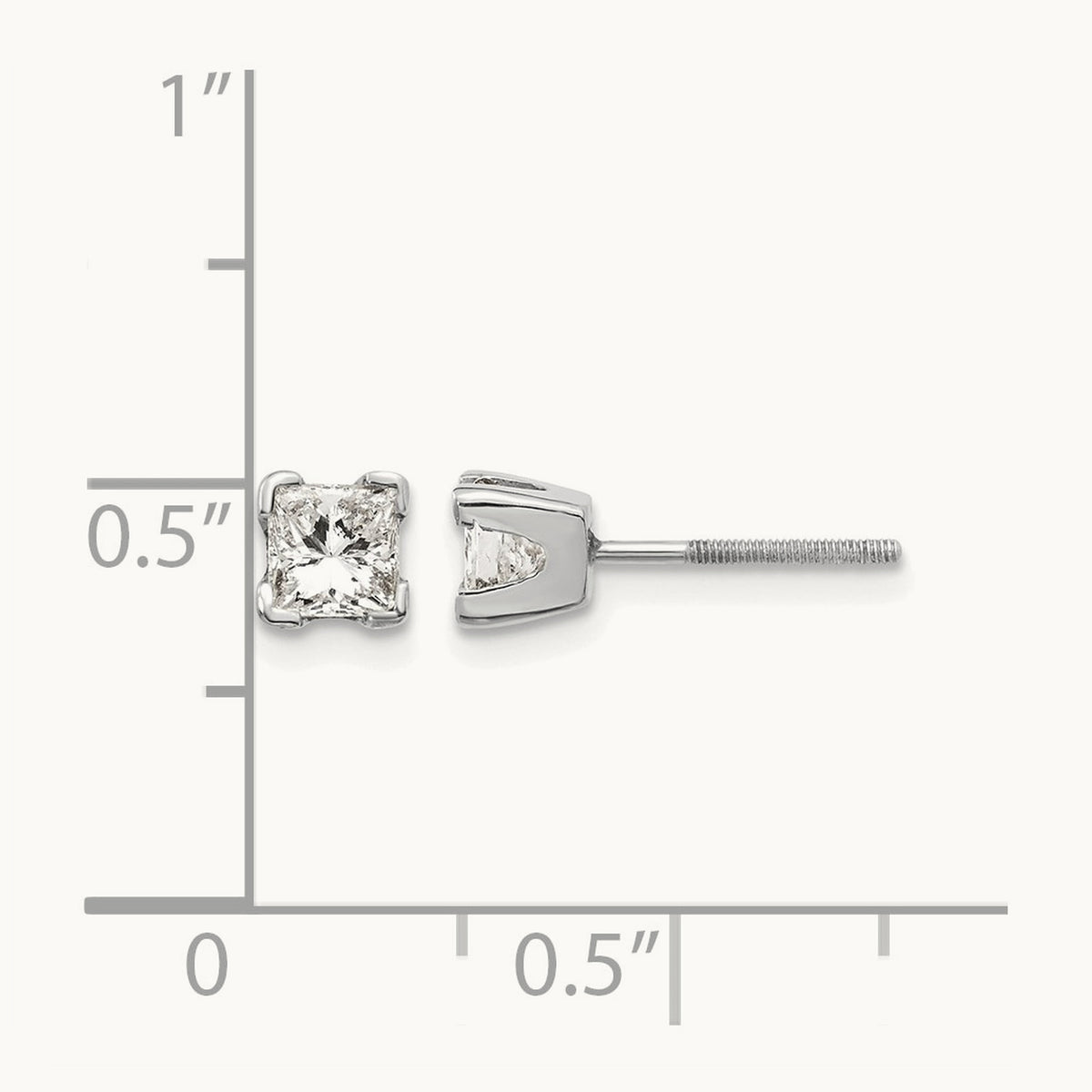 AA Quality Complete Princess Cut Diamond Earrings, 14K White Gold