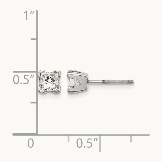 VS Quality Complete Princess Cut Diamond Earrings, 14K White Gold
