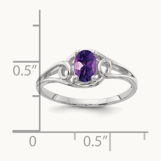 6x4mm Oval Amethyst ring, 14K White Gold