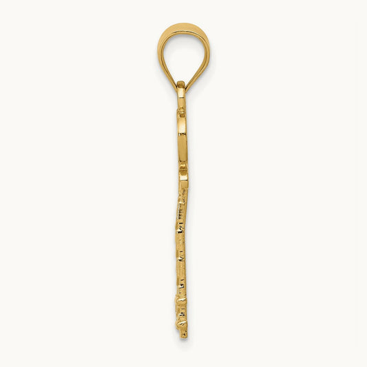 Diamond-cut Key Pendant, 14K