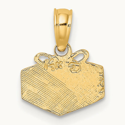 Wrapped Gift Box Charm, 14K