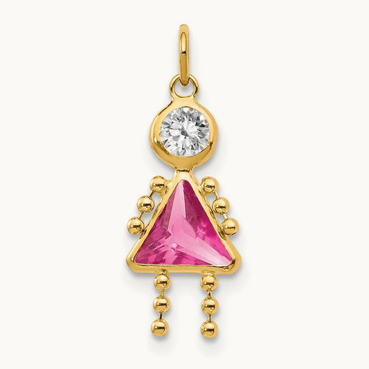October Girl Birthstone Charm, 14K