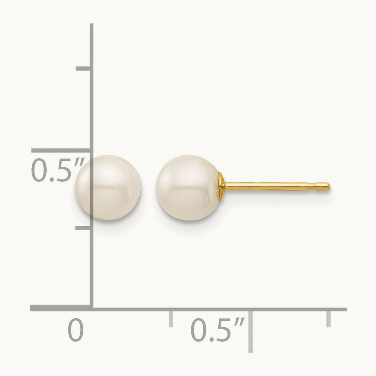 Madi K 5- White Round Freshwater Cultured Pearl Stud Post Earrings, 6mm, 14K