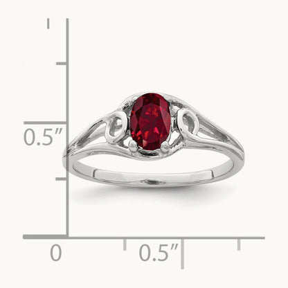 6x4mm Oval Created Ruby ring, 14K White Gold
