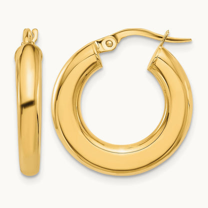 Polished Tube Hoop Earrings — 14K Yellow Gold